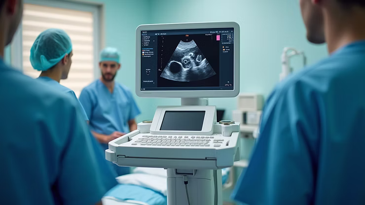 Ultrasound machine ready for patient examination